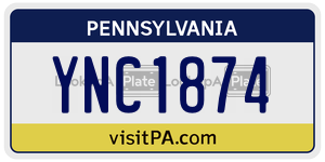 YNC1874 license plate in Pennsylvania