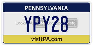YPY28  license plate in PA