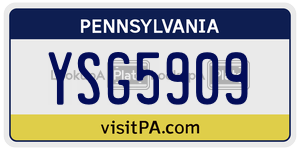 YSG5909 license plate in Pennsylvania