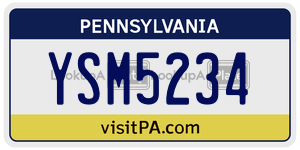 YSM5234 license plate in Pennsylvania