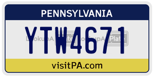 YTW4671 license plate in Pennsylvania