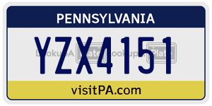 YZX4151  license plate in PA