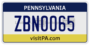 ZBN0065  license plate in PA