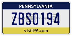 ZBS0194 license plate in Pennsylvania