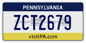 ZCT2679 license plate in Pennsylvania