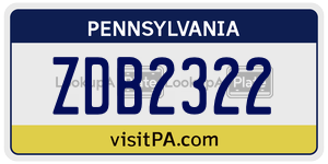 ZDB2322 license plate in Pennsylvania