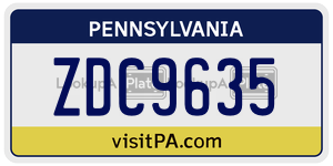 ZDC9635  license plate in PA