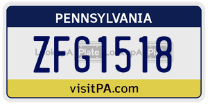 ZFG1518  license plate in PA