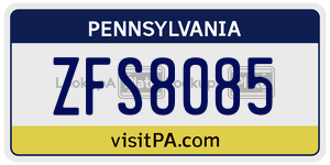 ZFS8085 license plate in Pennsylvania