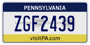 ZGF2439 license plate in Pennsylvania