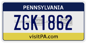 ZGK1862  license plate in PA