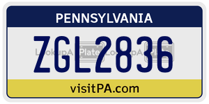 ZGL2836 license plate in Pennsylvania