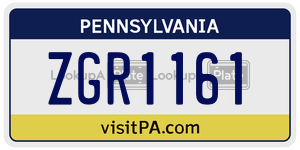 ZGR1161  license plate in PA