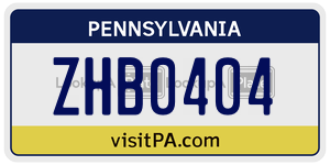 ZHB0404 license plate in Pennsylvania