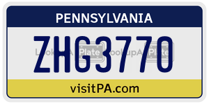 ZHG3770  license plate in PA