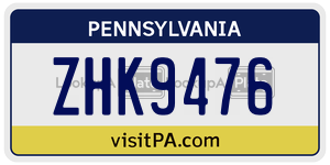ZHK9476  license plate in PA