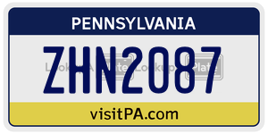 ZHN2087  license plate in PA
