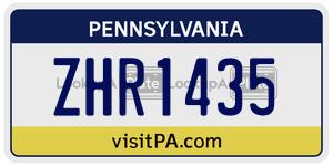 ZHR1435 license plate in Pennsylvania