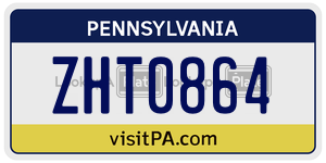 ZHT0864 license plate in Pennsylvania