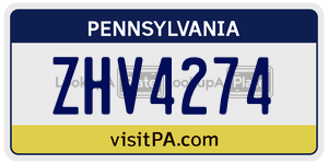 ZHV4274 license plate in Pennsylvania