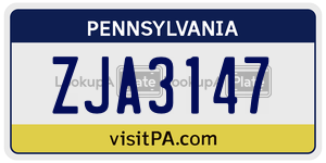 ZJA3147 license plate in Pennsylvania
