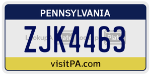ZJK4463 license plate in Pennsylvania