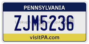 ZJM5236 license plate in Pennsylvania