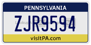 ZJR9594 license plate in Pennsylvania