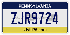ZJR9724  license plate in PA