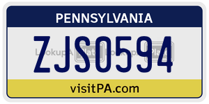 ZJS0594 license plate in Pennsylvania