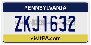 ZKJ1632  license plate in PA