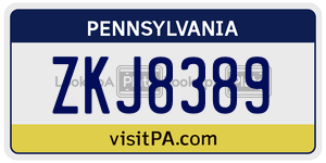 ZKJ8389  license plate in PA