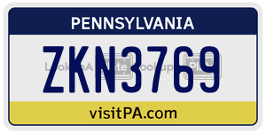 ZKN3769  license plate in PA