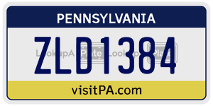 ZLD1384 license plate in Pennsylvania