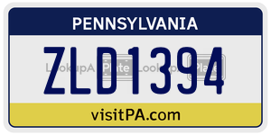 ZLD1394 license plate in Pennsylvania
