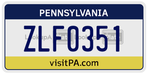 ZLF0351  license plate in PA
