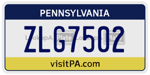 ZLG7502 license plate in Pennsylvania