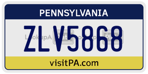 ZLV5868 license plate in Pennsylvania