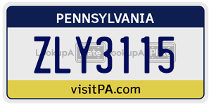 ZLY3115 license plate in Pennsylvania