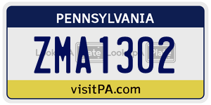ZMA1302  license plate in PA