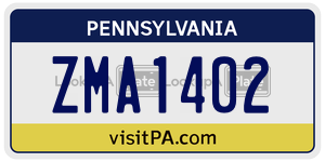 ZMA1402  license plate in PA