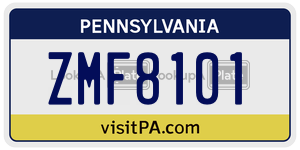 ZMF8101 license plate in Pennsylvania