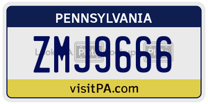 ZMJ9666  license plate in PA