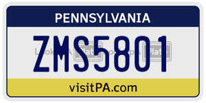 ZMS5801  license plate in PA