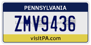 ZMV9436 license plate in Pennsylvania