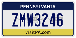 ZMW3246  license plate in PA