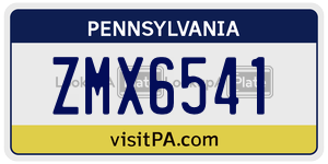 ZMX6541 license plate in Pennsylvania