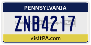 ZNB4217  license plate in PA