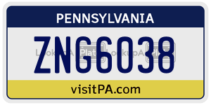 ZNG6038 license plate in Pennsylvania