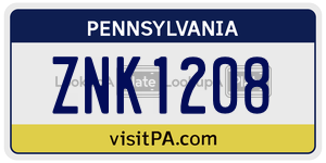ZNK1208 license plate in Pennsylvania